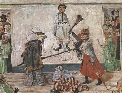 James Ensor Skeletons Fighting for the Body of a Hanged Man (mk09) oil painting image